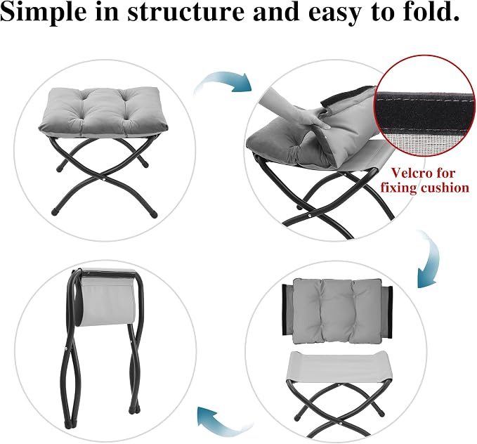 15" Folding Ottoman, Foldable Footrest Stool, Portable Small Foot Stool - Image 7