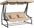 Outsunny 3-Seat Outdoor Patio Swing Chair, Converting Flatbed, Outdoor Swing by Outsunny