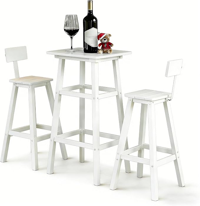 3-Piece Outdoor High Table Set, HDPE Weather Resistant by NagaBahna