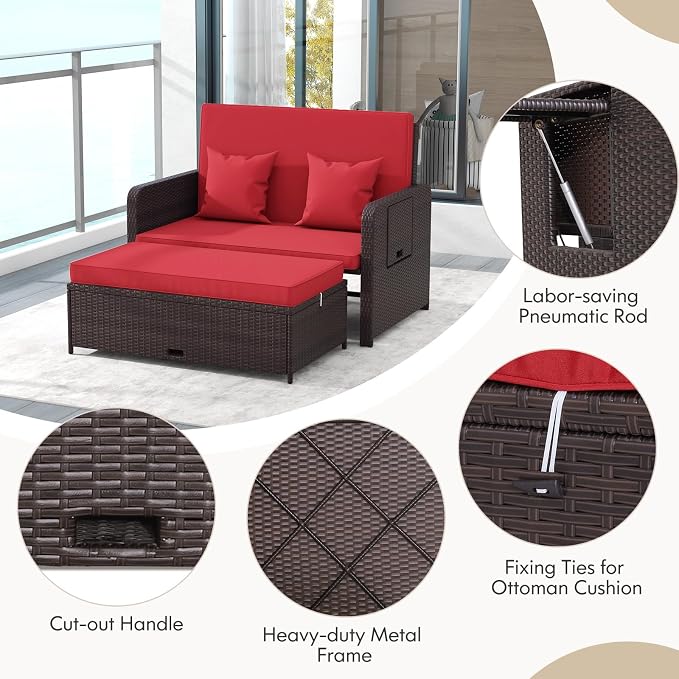 RELAX4LIFE Wicker Patio Outdoor Daybed - Image 9