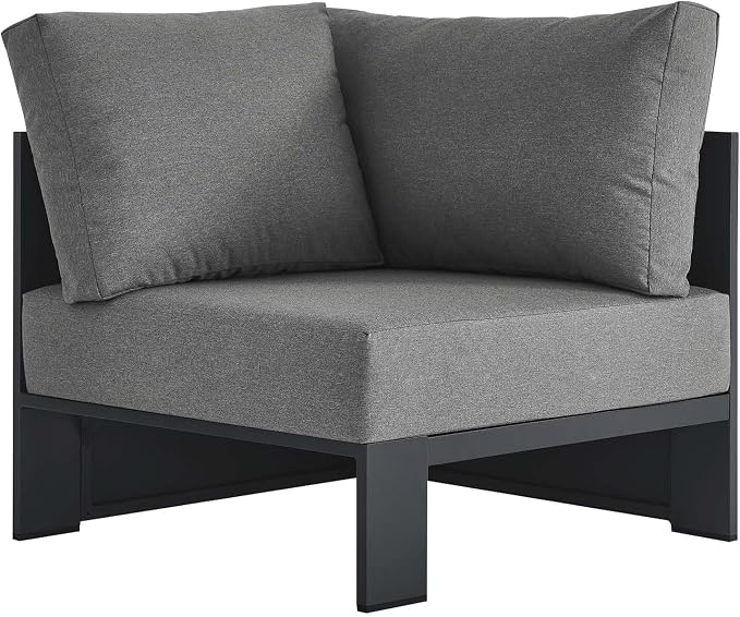 Modway Tahoe Aluminum Outdoor Sectional Corner Chair in Gray Charcoal - Image 3