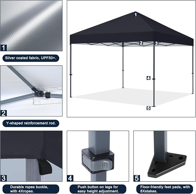 COOSHADE Durable Easy Pop Up Canopy Tent 12x12Ft - Image 4