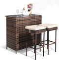 Outvita Outdoor Bar Table, 3 Piece Rattan Patio Bar Set by Outvita