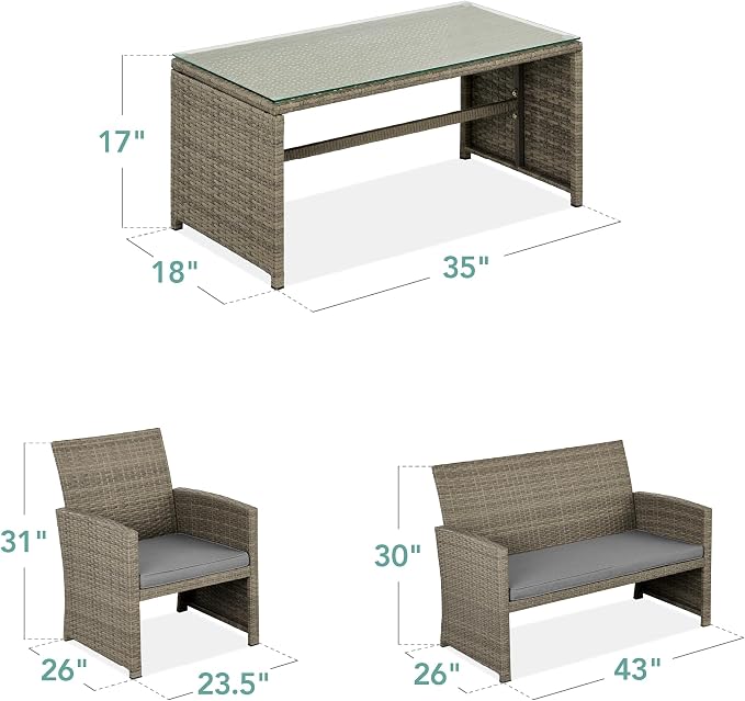 Best Choice Products 4-Piece Outdoor Wicker Patio Conversation Furniture Set - Image 7