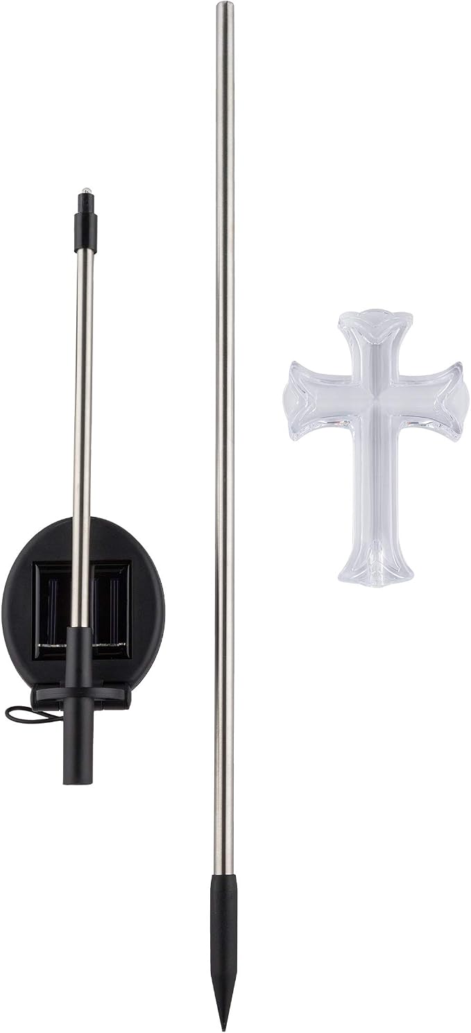 Alpine Corporation 34" Tall Outdoor Solar Powered Cross Pathway Light Stakes - Image 2