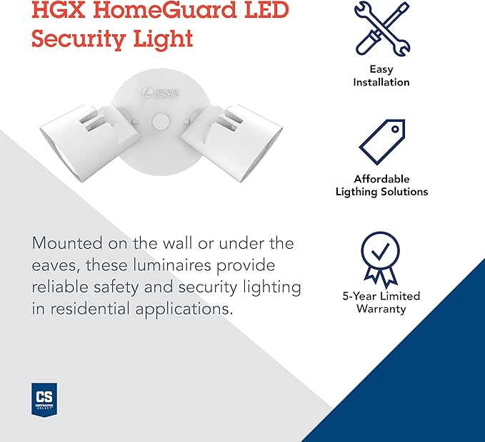 Lithonia Lighting HomeGuard 2-Light LED Outdoor Flood Lights, Wall or Ceiling - Image 2
