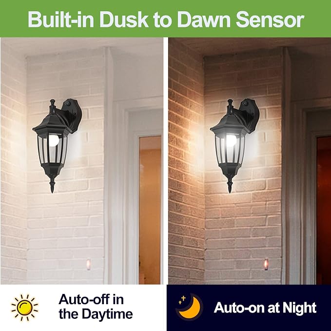 EMART Dusk to Dawn Plastic Outdoor Wall Light Fixtures - Image 4