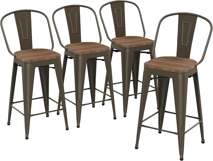 Yongqiang 24 inch Bar Stools Set of 4 Kitchen Counter Height Bar Chairs Modern by lightupyourlife