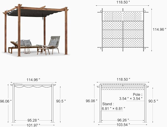 PURPLE LEAF 10' x 10' Outdoor Retractable Pergola - Image 9