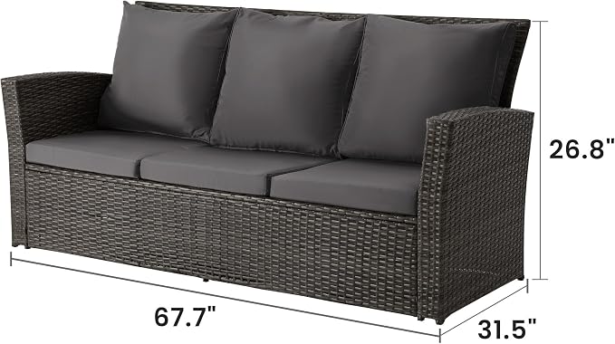 Wisteria Lane All Weather Wicker Patio Couch, 3 Seats Patio Sofa - Image 2