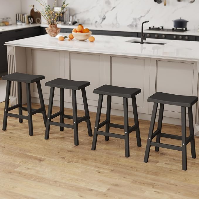 Bar Stools Set of 4, Waterproof UV-Resistant, Durable Resin Kitchen Island - Image 2