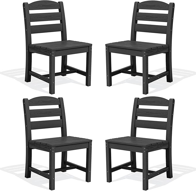 SERWALL Outdoor Dining Chairs Set of 4, All-Weather HDPE Patio Chair by SERWALL