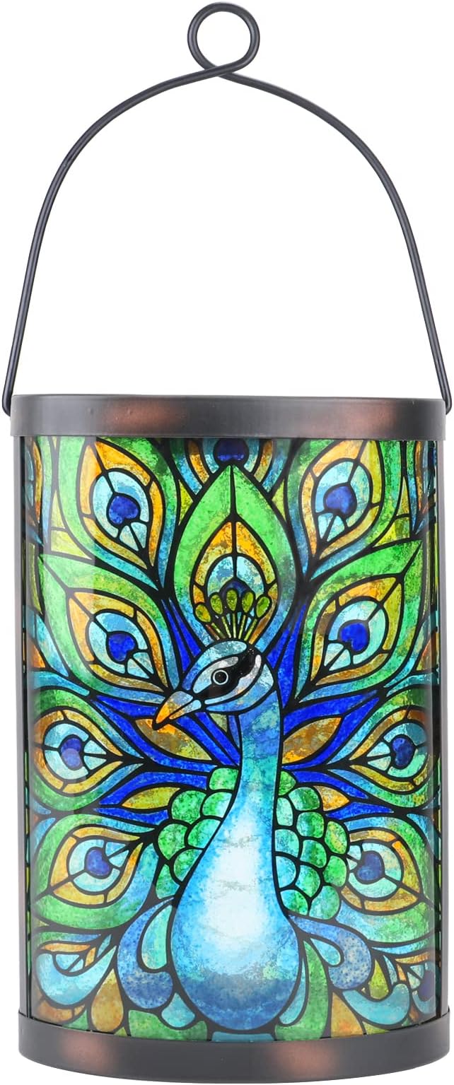 Hanging Solar Lantern Outdoor Waterproof LED Solar Lights Peacock Decorative by MUMTOP