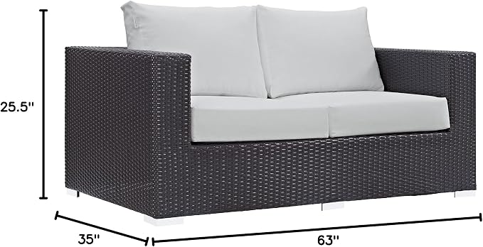 Modway Convene Wicker Rattan Outdoor Patio Loveseat in Espresso White - Image 2