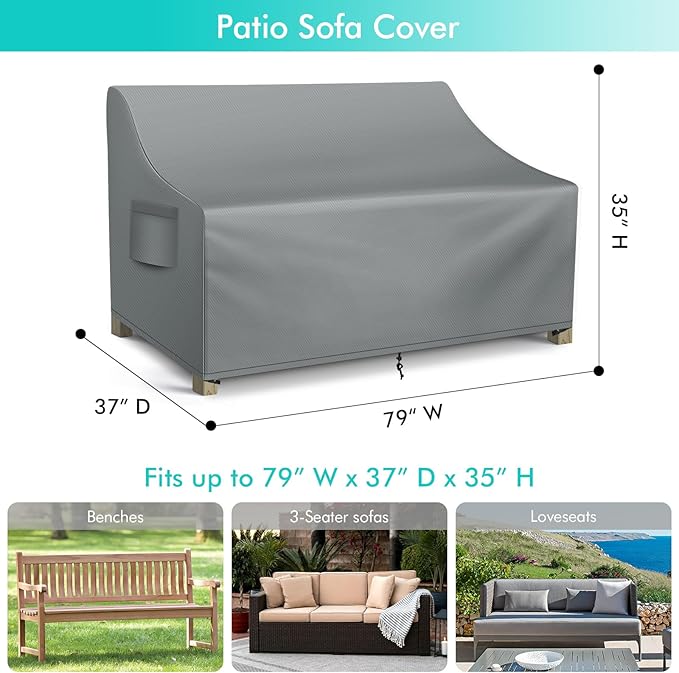WLEAFJ Patio Sofa Cover Waterproof, 3-Seater Outdoor Sofa, Heavy Duty Deep - Image 2