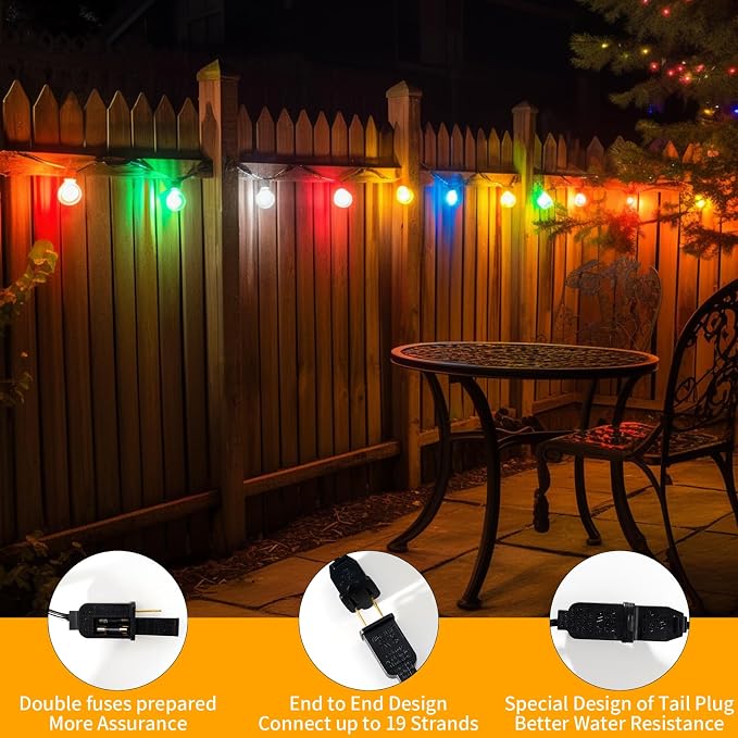 40FT LED Outdoor String Lights Waterproof, G40 LED Globe Outdoor Lighting - Image 7