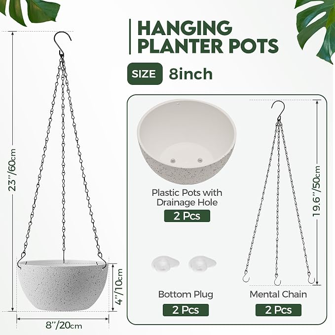 T4U 8 Inch Hanging Planters for Indoor Plants, 2 Pack Hanging Planter, Hanging - Image 6