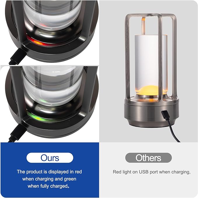 Portable Metal Table Lamp for Indoor/Outdoor, Rechargeable Cordless LED Lamp - Image 4