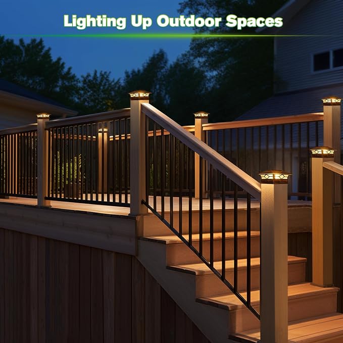Solar Post Cap Lights Outdoor 8pack, Waterproof Solar Powered Deck Fence Post - Image 6