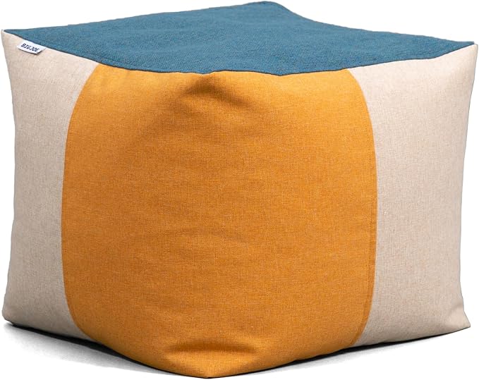 Big Joe Square Ottoman Weatherproof Bean Bag Footrest, Sunset Block Intertwist by BigJoe
