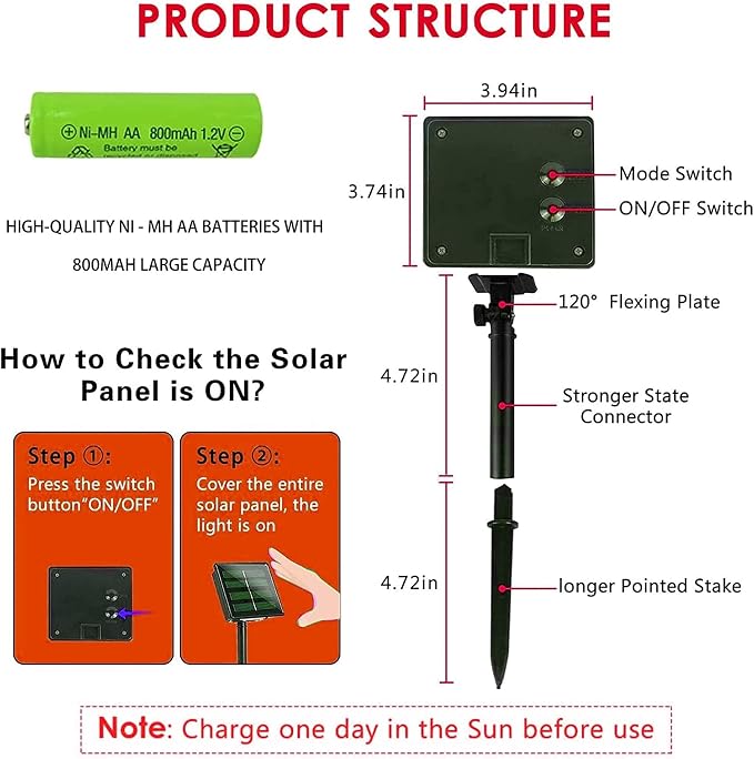 TW SHINE Green Solar String Lights Outdoor, Total 80 FT 240 LED Solar Powered - Image 5