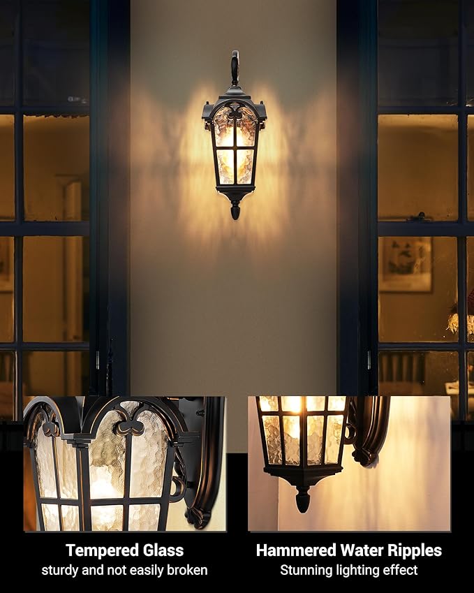 DEWENWILS Outdoor Wall Light Fixtures, Anti-Rust & Waterproof, Water Ripple - Image 3