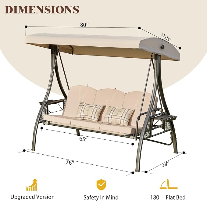 Upgrade 180° Convertible Outdoor Swing - Image 7