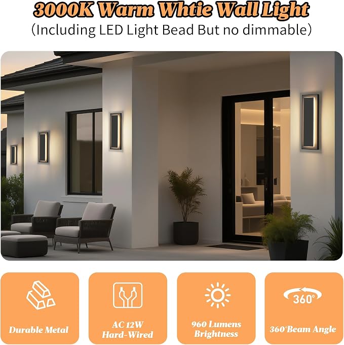 4 Packs Modern Exterior Lighting Fixtures, 16 in Long Outside Lights - Image 3