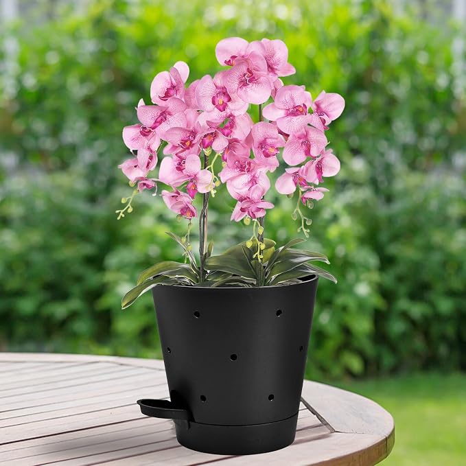 Orchid Pots with Holes, 6 Inch Self Watering Orchid Pot 2 Pack Plastic Plant - Image 7