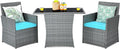 Tangkula 3 Pieces Patio Dining Set, Patiojoy Space-Saving PE Rattan Bistro Set by TANGKULA