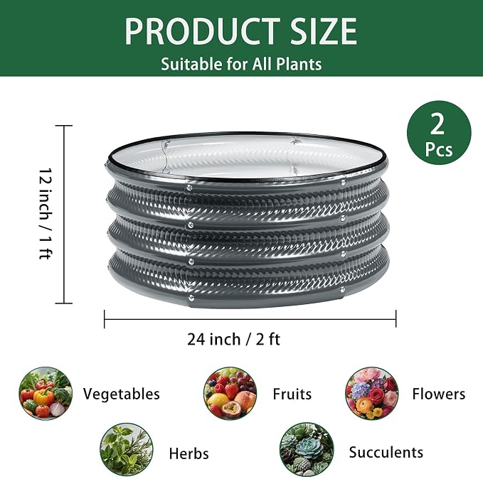 2 Pcs 2x2X1 ft Galvanized Raised Garden Bed - Image 2