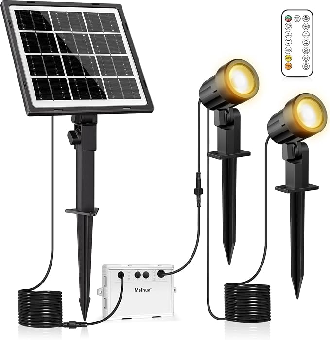 MEIHUA Solar Spotlights Outdoor 2 in 1, Solar Powered Landscape Spotlights by MEIHUA