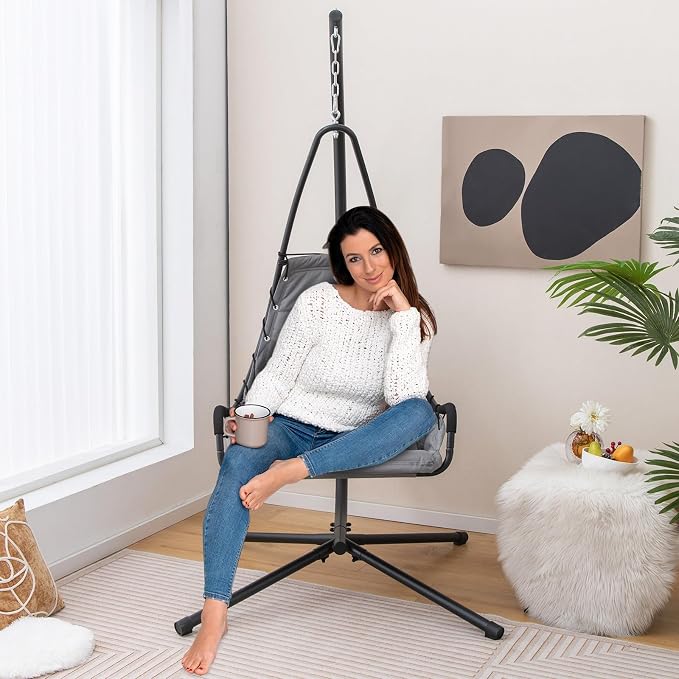 Giantex Hanging Chair with Stand, Hammock Swing Chair with Extra Large Padded - Image 2