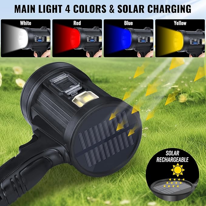 Rechargeable Spotlight, 000 LM Super Bright Handheld Spot Light LED Flashlight - Image 7