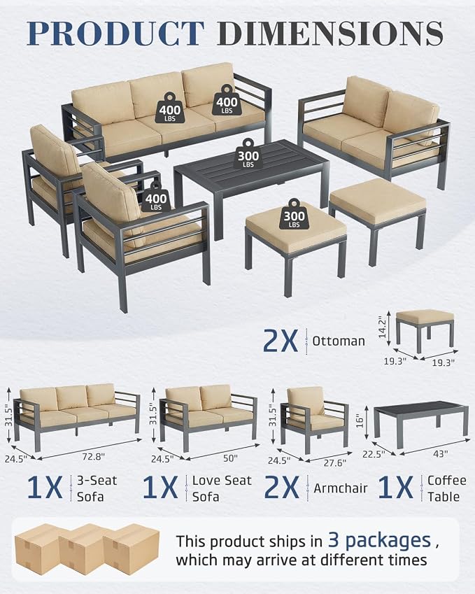 AECOJOY Aluminum Patio Furniture Armchair - Image 2