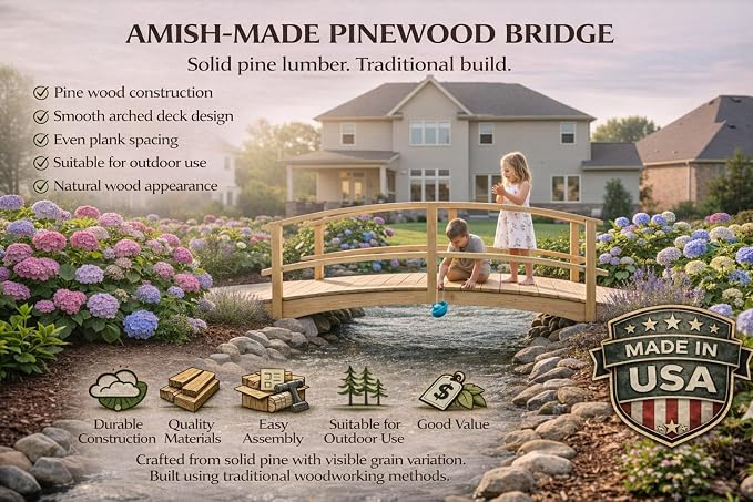 10 FT NATURAL Amish Made Garden Bridge - Image 6