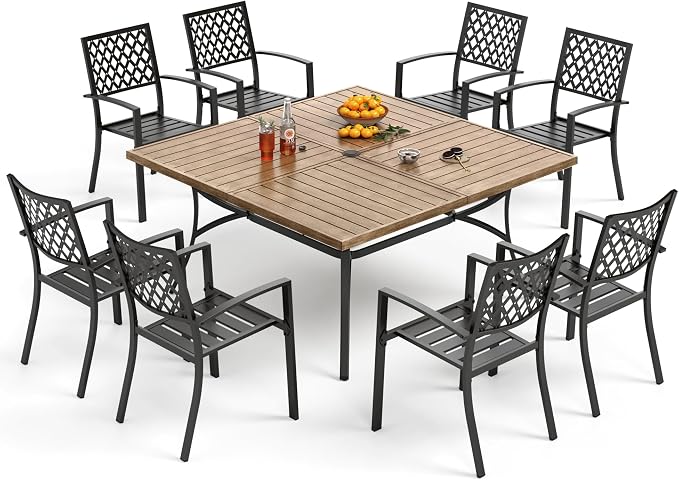 PHI VILLA 9 Pieces Outdoor Dining Set by PHIVILLAThepioneerofcomfortablehouseholdsupplies