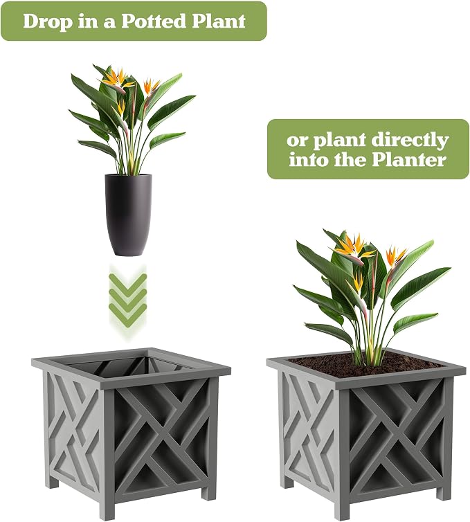 Lattice Design Outdoor Planter Box 2-Pack - Image 4
