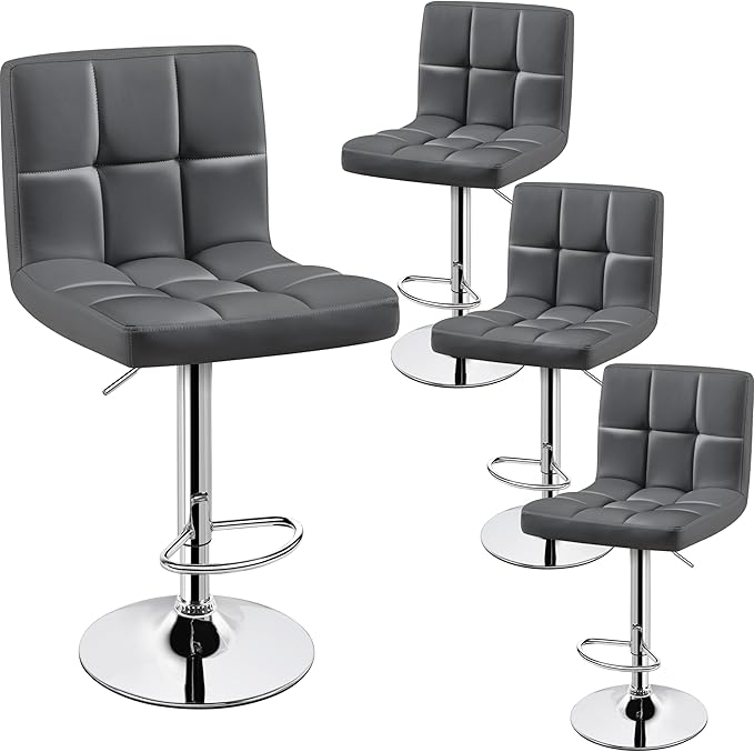 Yaheetech Bar Stools Set of 4, Adjustable Swivel Barstools by Yaheetech