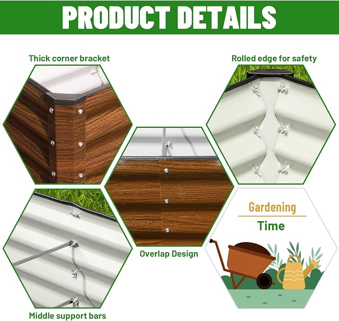 SnugNiture Galvanized Raised Garden Bed 8x4x1FT Outdoor Large Metal Planter Box - Image 3
