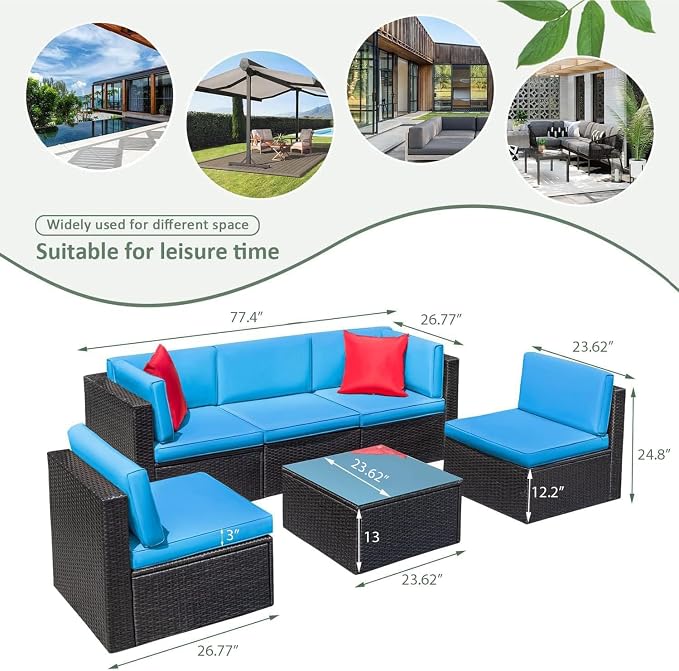 Devoko Patio Furniture Sets 6 Pieces Outdoor Sectional Rattan Sofa Manual - Image 7