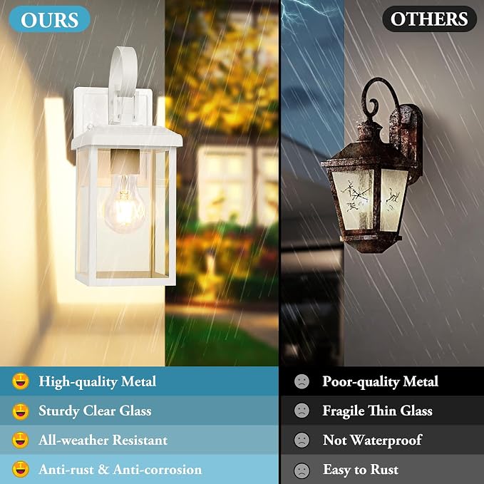 BesLowe 2-Pack Outdoor Wall Light Fixtures, Exterior Lighting Fixtures Wall - Image 4