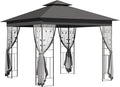 Outsunny 10' x 10' Metal Patio Gazebo, Double Roof Outdoor Gazebo Canopy Shelter by Outsunny