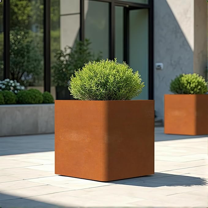 Corten Steel Planter Box 24" L x 24" W x 24" H, Large Metal Square Planter - Image 7