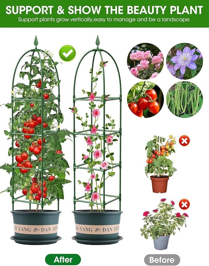 Garden Obelisk Trellis for Climbing Plants, 6FT Garden Obelisk Rustproof PE - Image 5