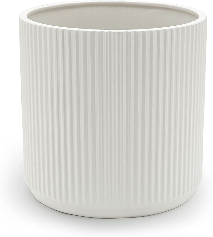 Amazon Basics Fluted Ceramic Round Planter by AmazonBasics