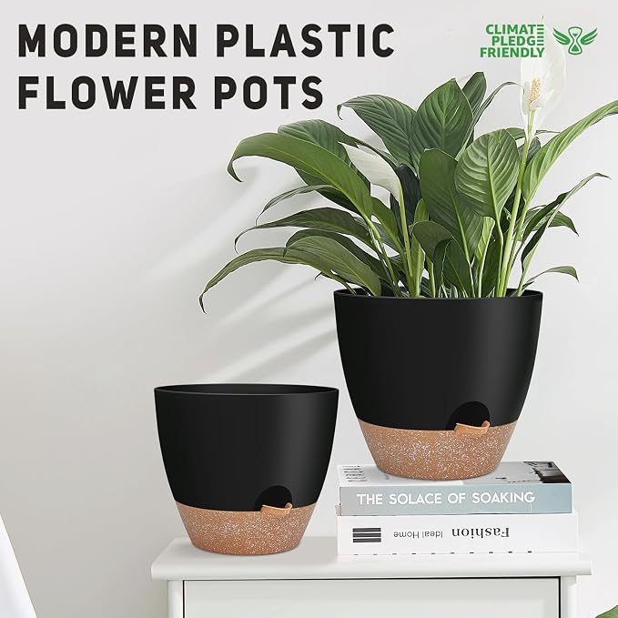 12" 10" 9" Large Self Watering Plant Pots, 3 Pack Flower Pots Planters - Image 3