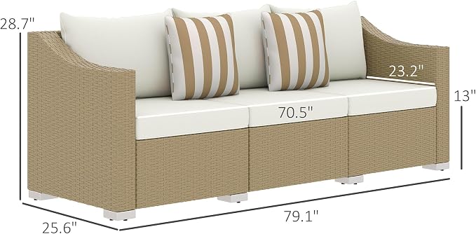 Outsunny 3 Seater Patio Sofa, Wicker Sofa - Image 3