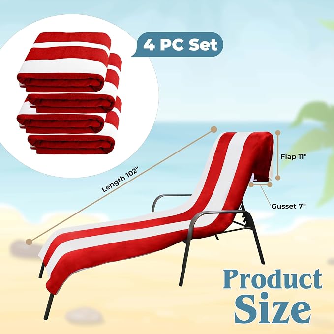 Superior Cabana Cotton Lounge Chair Cover, Outdoor Towel/Chaise Furniture Covers - Image 5