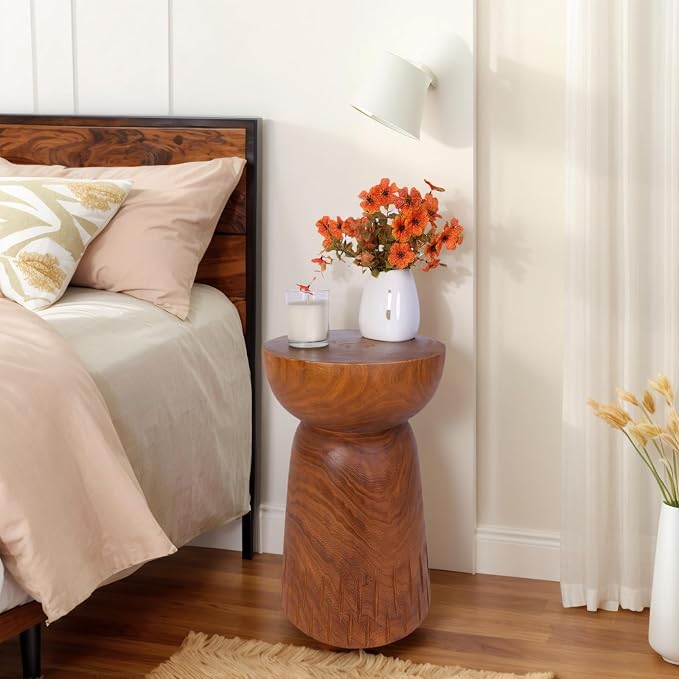 Athaliah 19.25”H Wood Side Table – Natural Wooden End Table, Round Wood Accent - Image 7